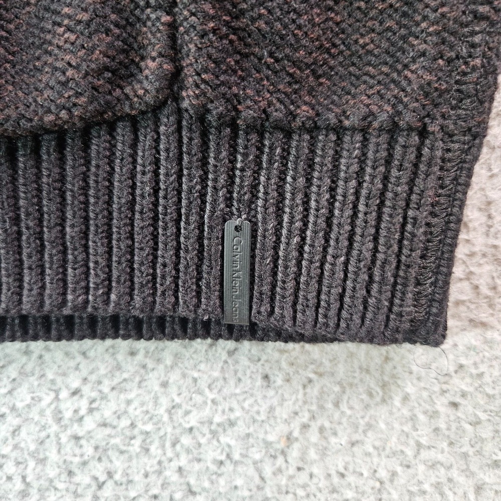 Calvin Klein Jeans Sweater Hoodie Women Large Knit Black Maroon - L - Picture 5 of 10